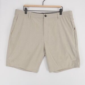Vuori Aim Shorts Mens 36 Beige Performance Chino Stretch Golf Zipper Pockets